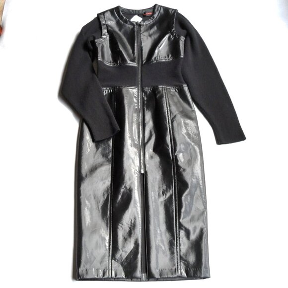 NWT$1050 RUNWAY COLLECTION Yigal Azrouel Knit Long Sleeves Leather Midi Dress 10 - Picture 4 of 16